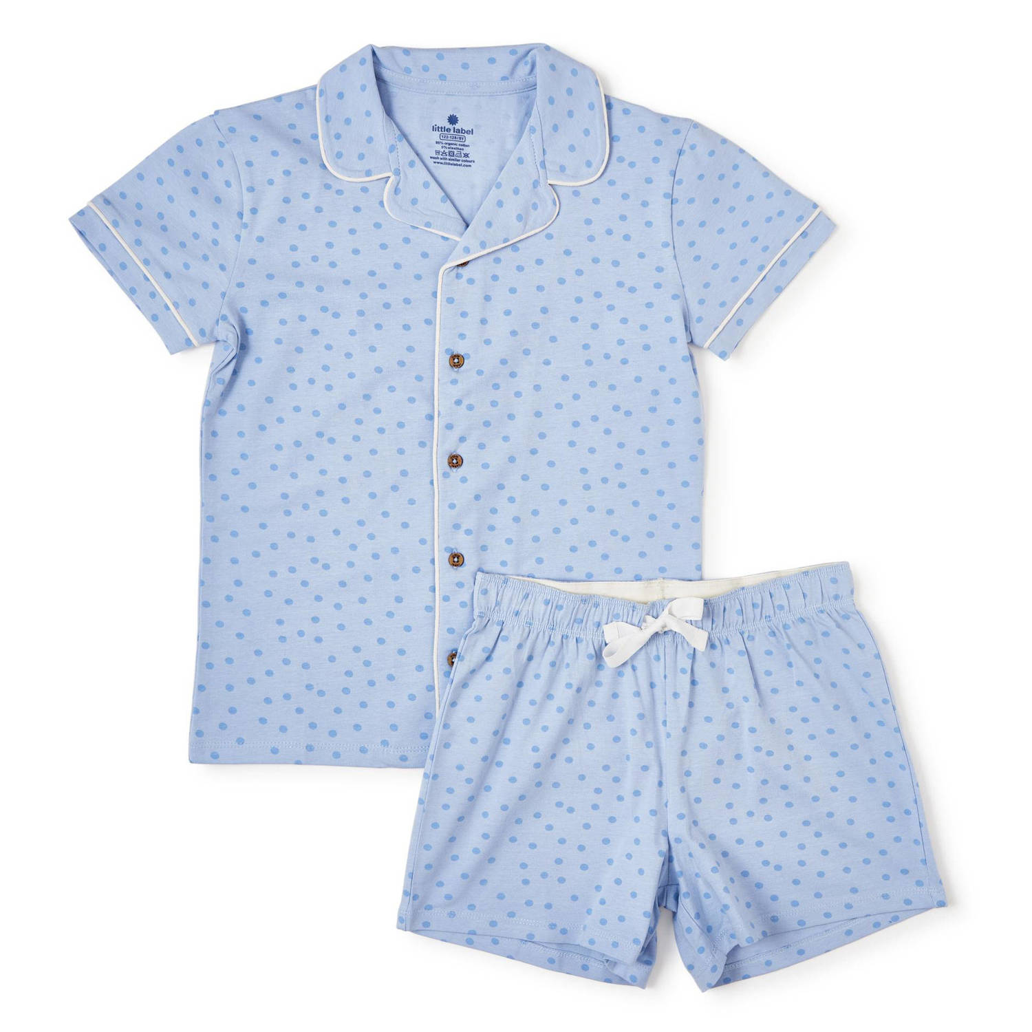 Little Label shortama met stippen blauw