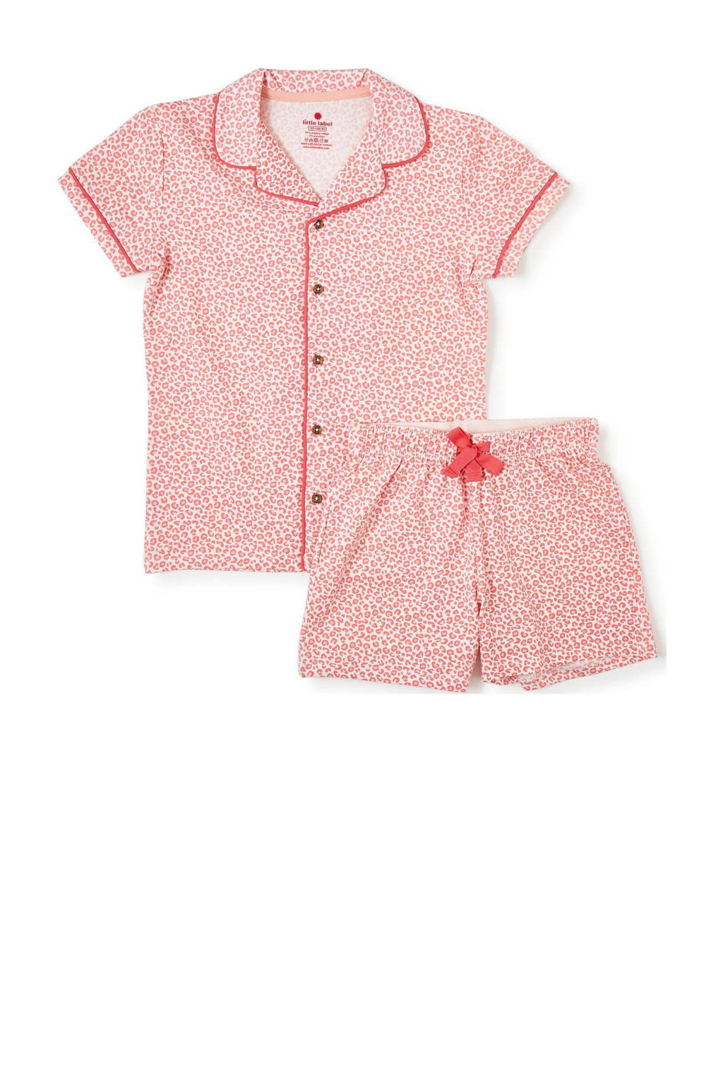 Little Label shortama met panterprint roze
