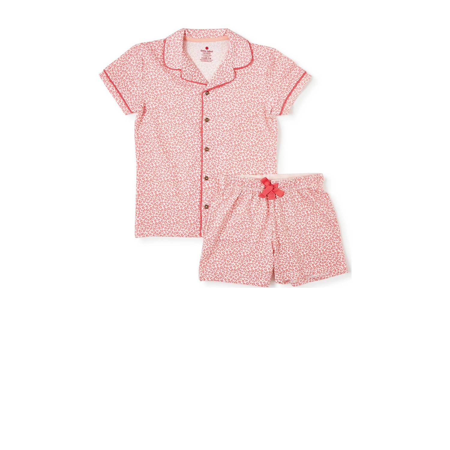 Little Label shortama met panterprint roze