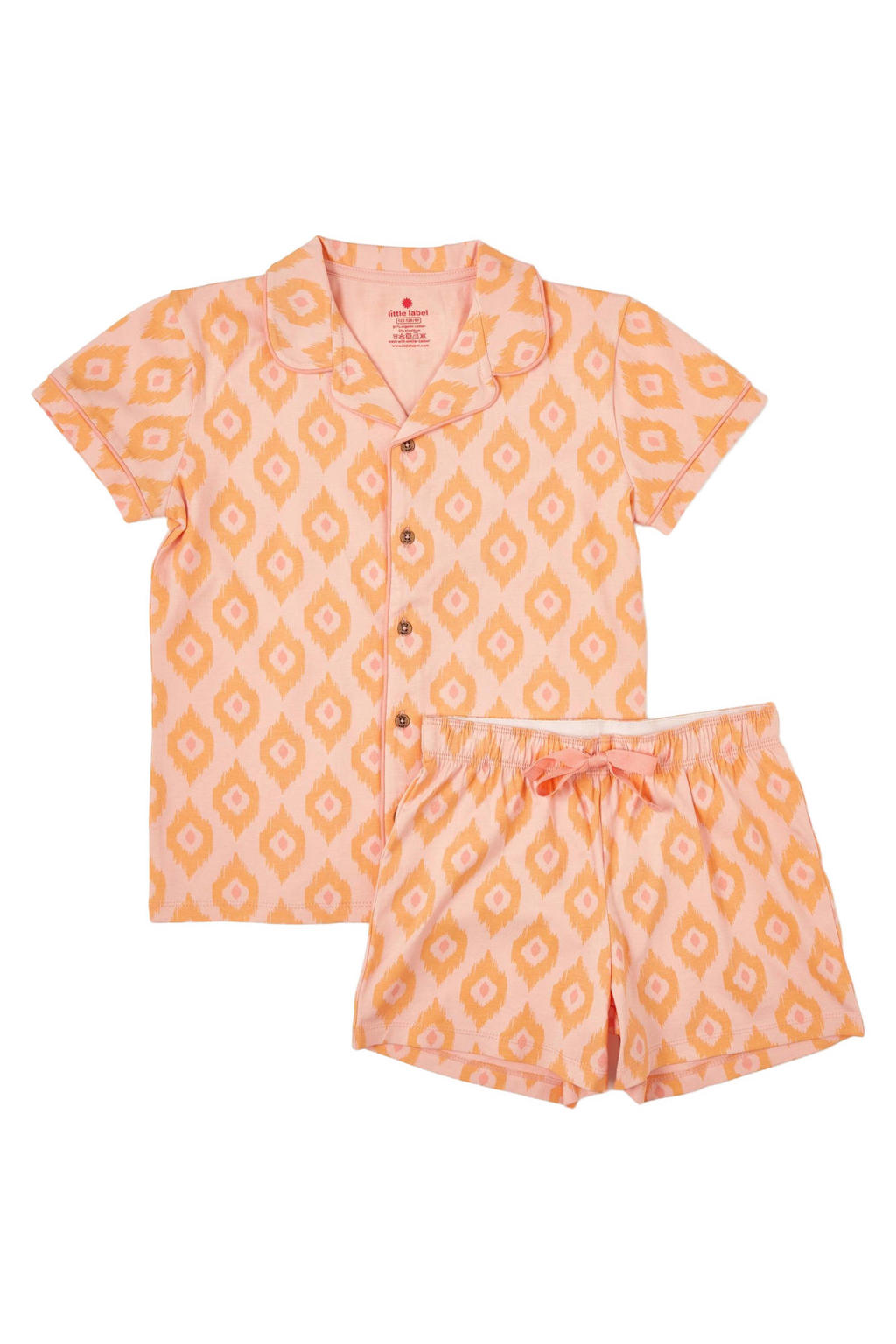 Little Label shortama met all over print oranje