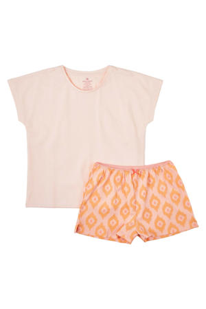 shortama met all over print roze/oranje