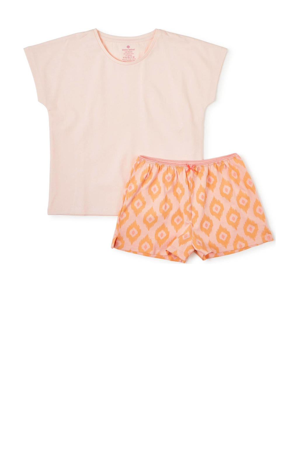 Little Label shortama met all over print roze/oranje