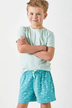 shortama met all over print blauw
