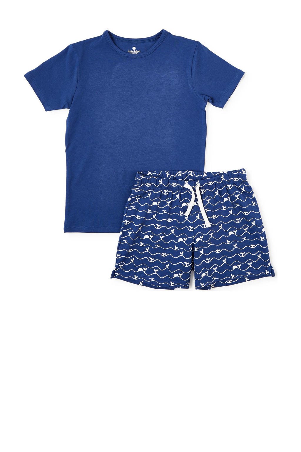 Little Label shortama met all over print donkerblauw