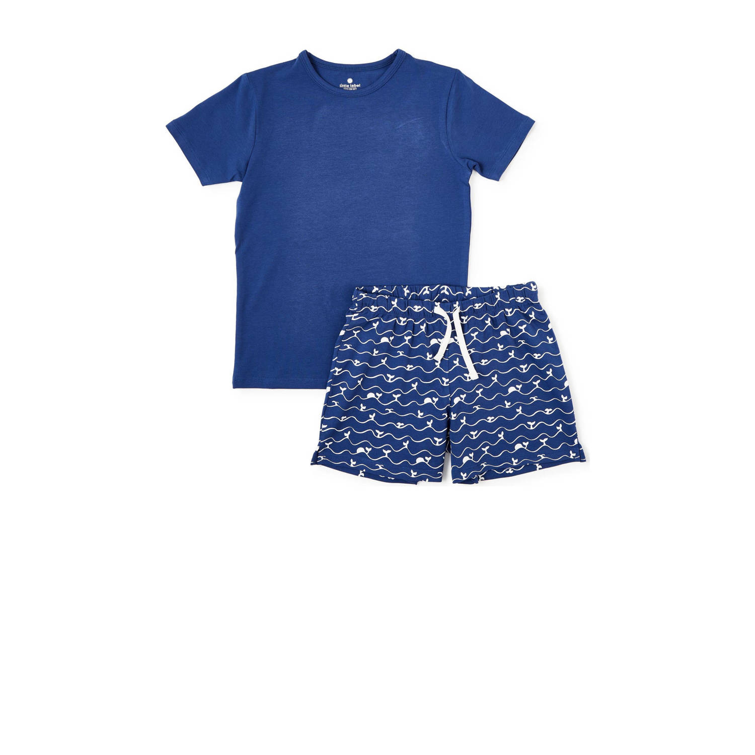 Little Label shortama met all over print donkerblauw