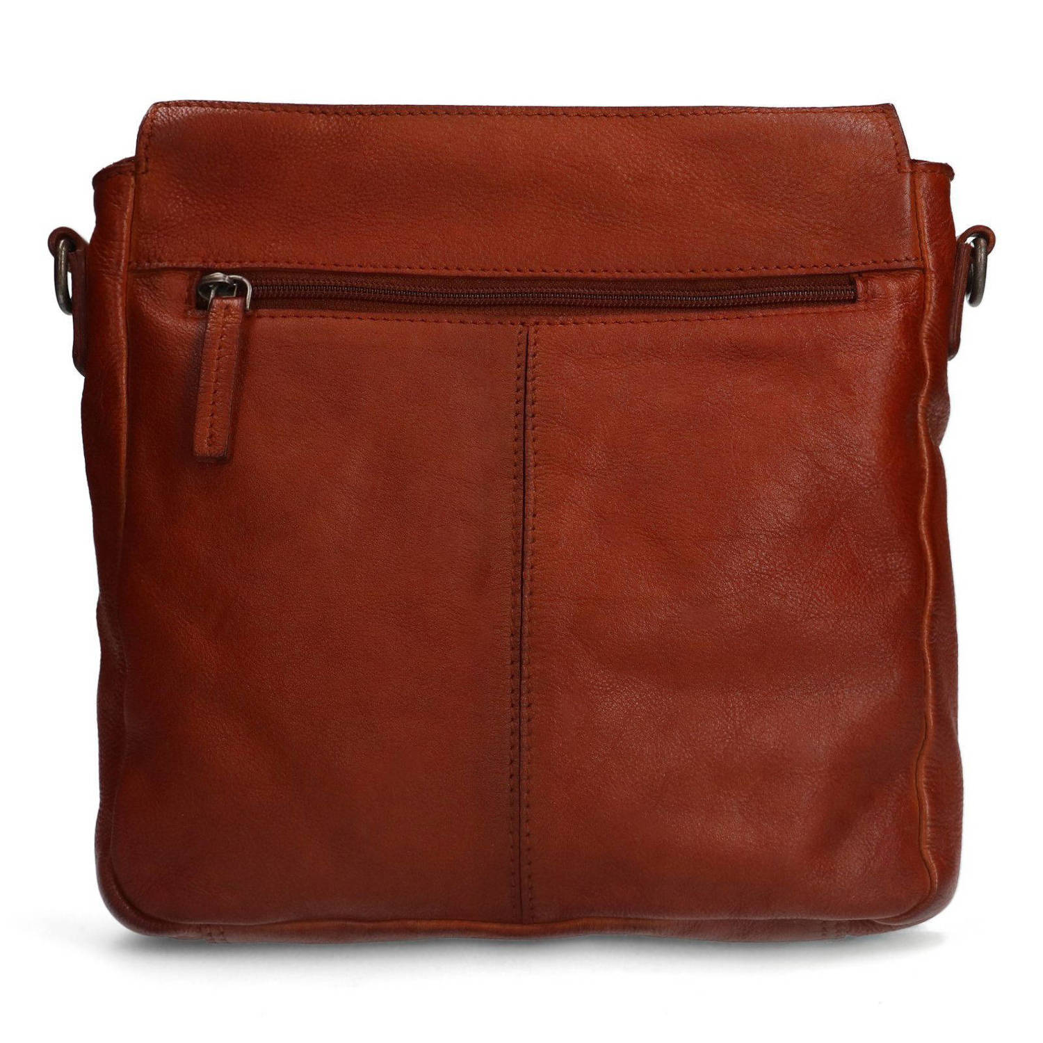 Manfield leren crossbody tas cognac