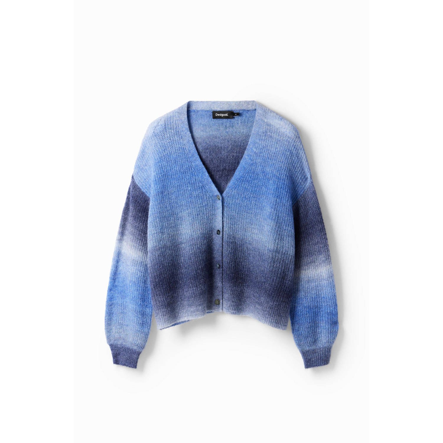 Desigual tie-dye vest met wol blauw