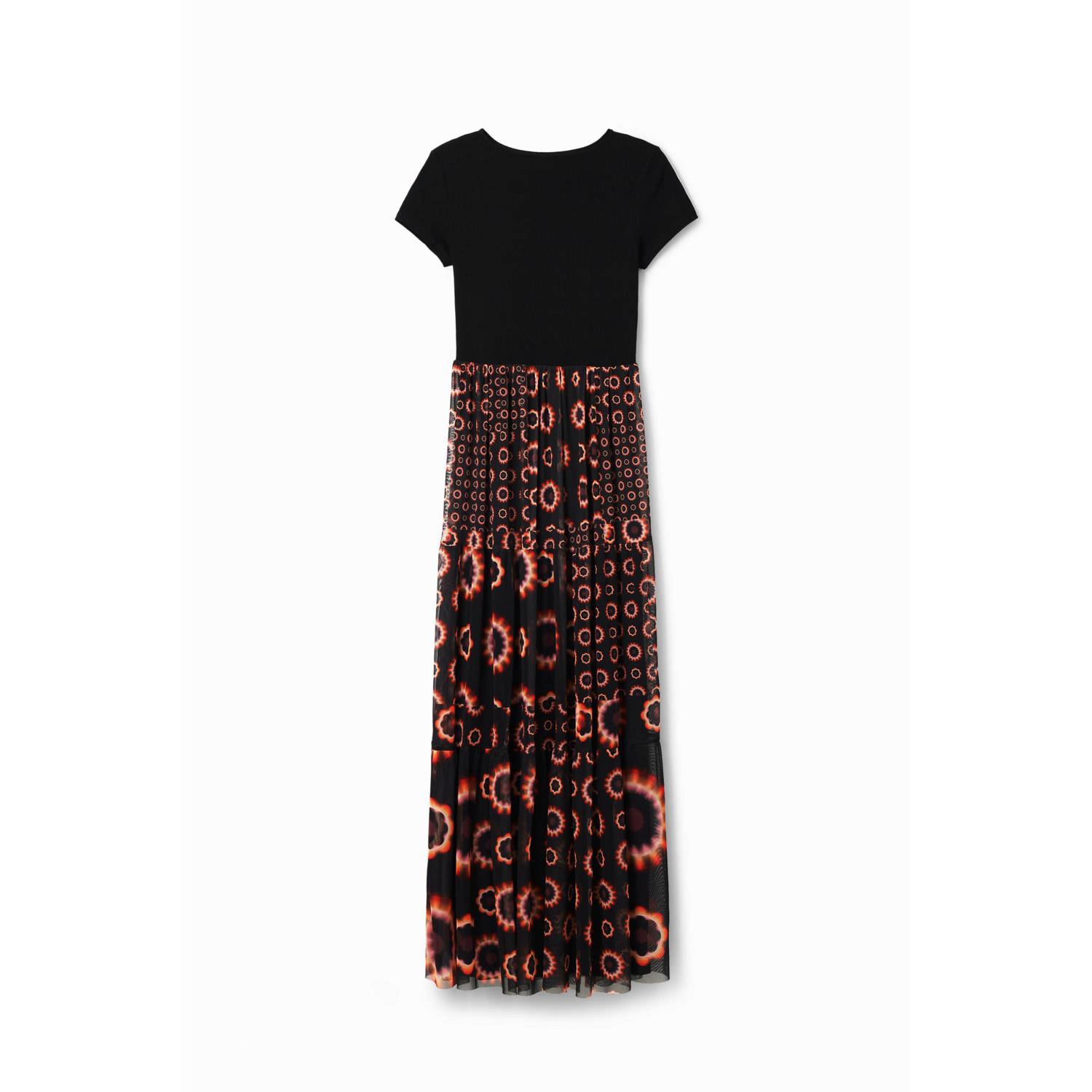 Desigual Elegante Zwarte Lange Jurk Mix Black Dames