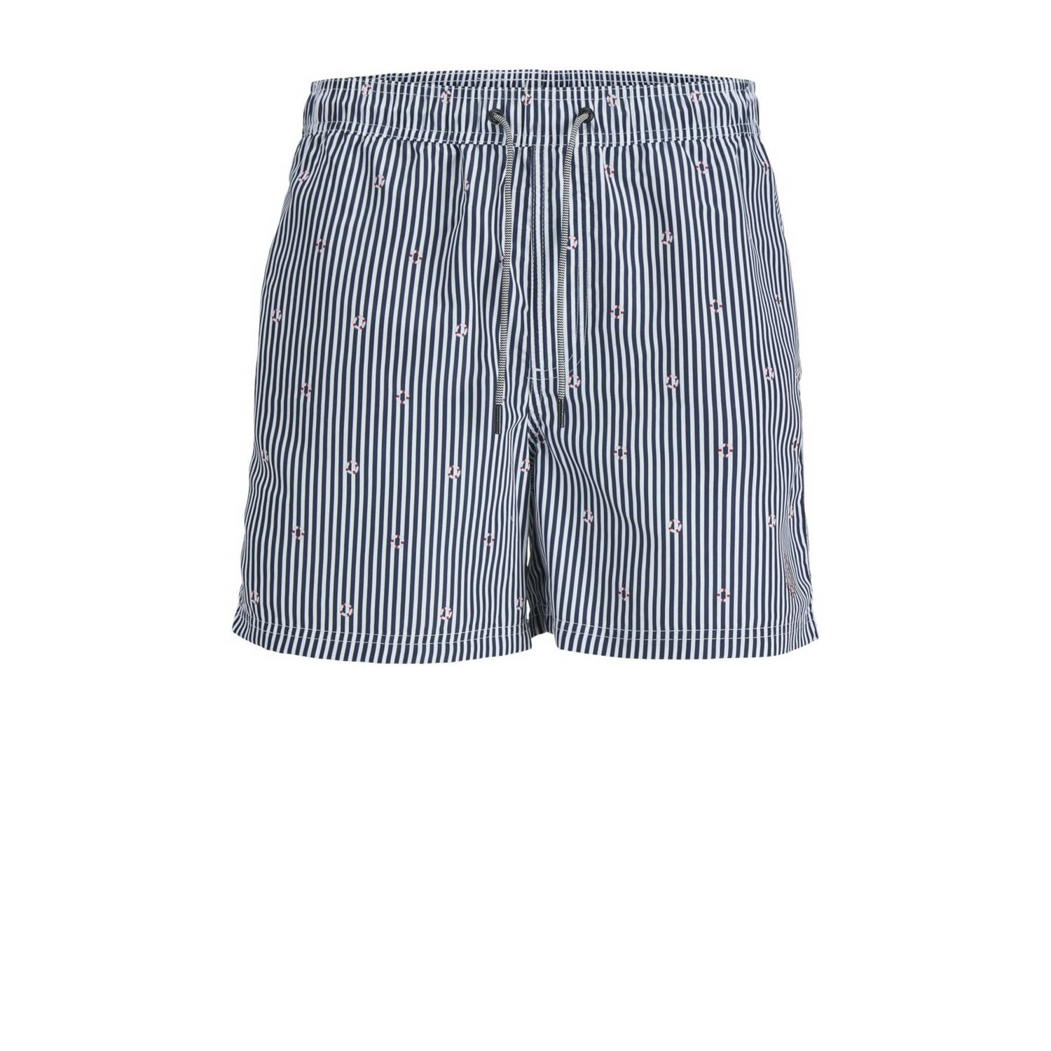 Jack & jones JUNIOR zwemshort JPSTFIJI donkerblauw Jongens Polyester Streep 164