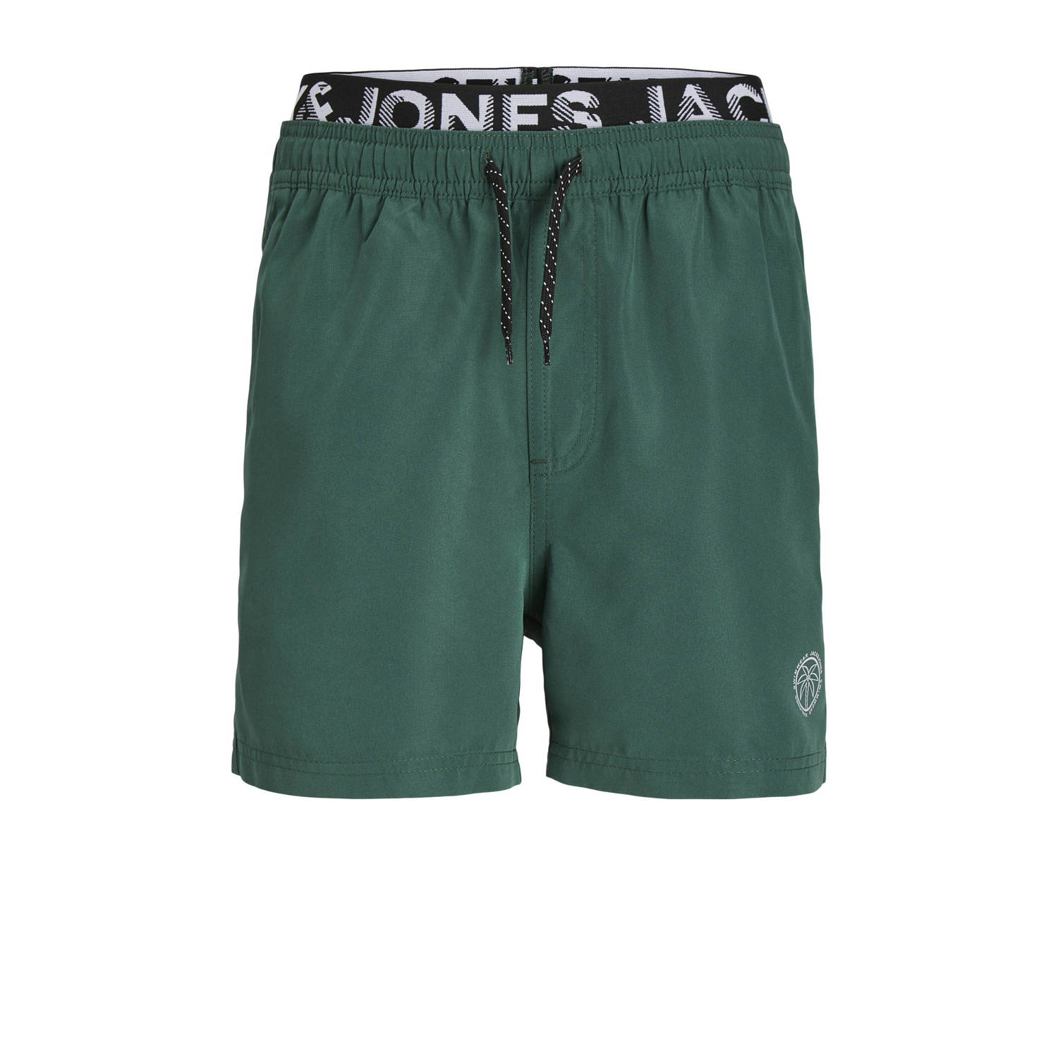 Jack & jones JUNIOR zwemshort JPSTFIJI donkergroen Jongens Polyester Logo 140