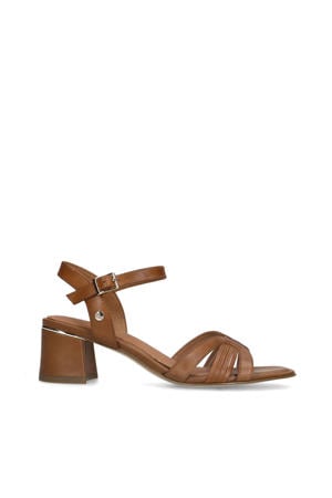 leren sandalettes cognac