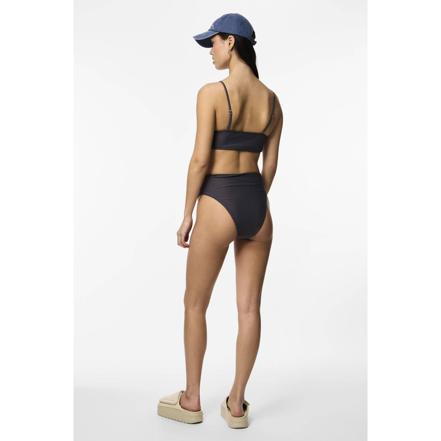 PIECES high waist bikinibroekje PCANNI donkergrijs