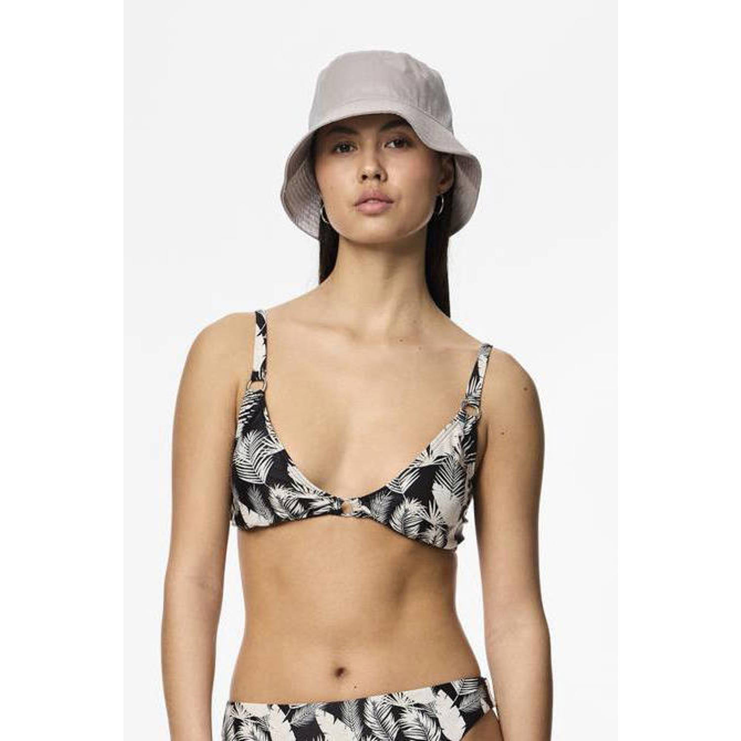 PIECES voorgevormde bikinitop PCAMY zwart wit