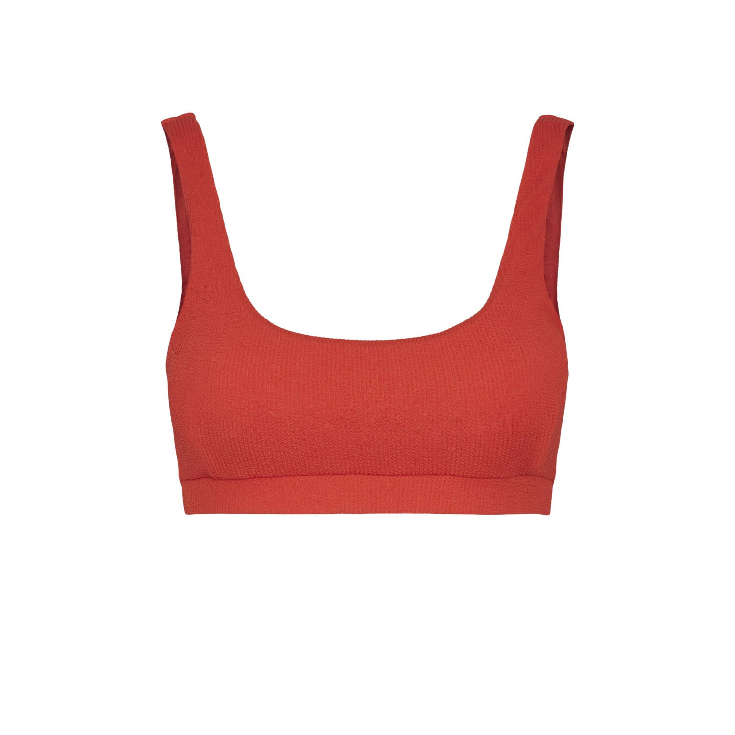 PIECES niet-voorgevormde crop bikinitop PCAIA rood