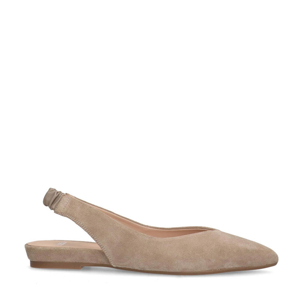 Beige dames Manfield suède slingback loafers met effen