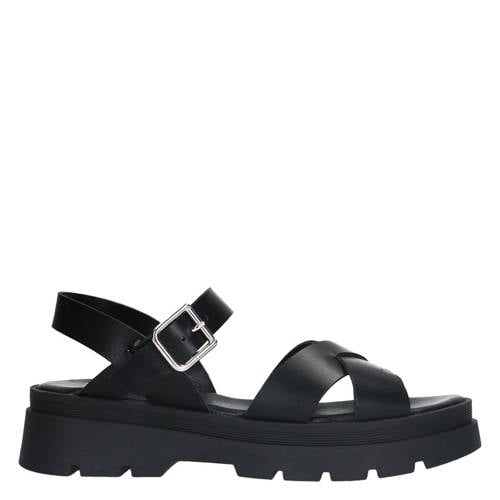 Manfield leren sandalen zwart afbeelding