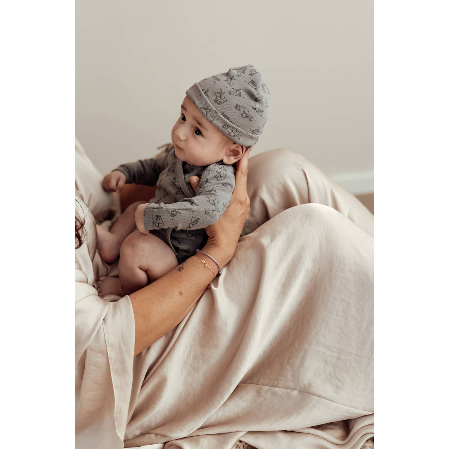 Snoozebaby overslagromper cloudy grey