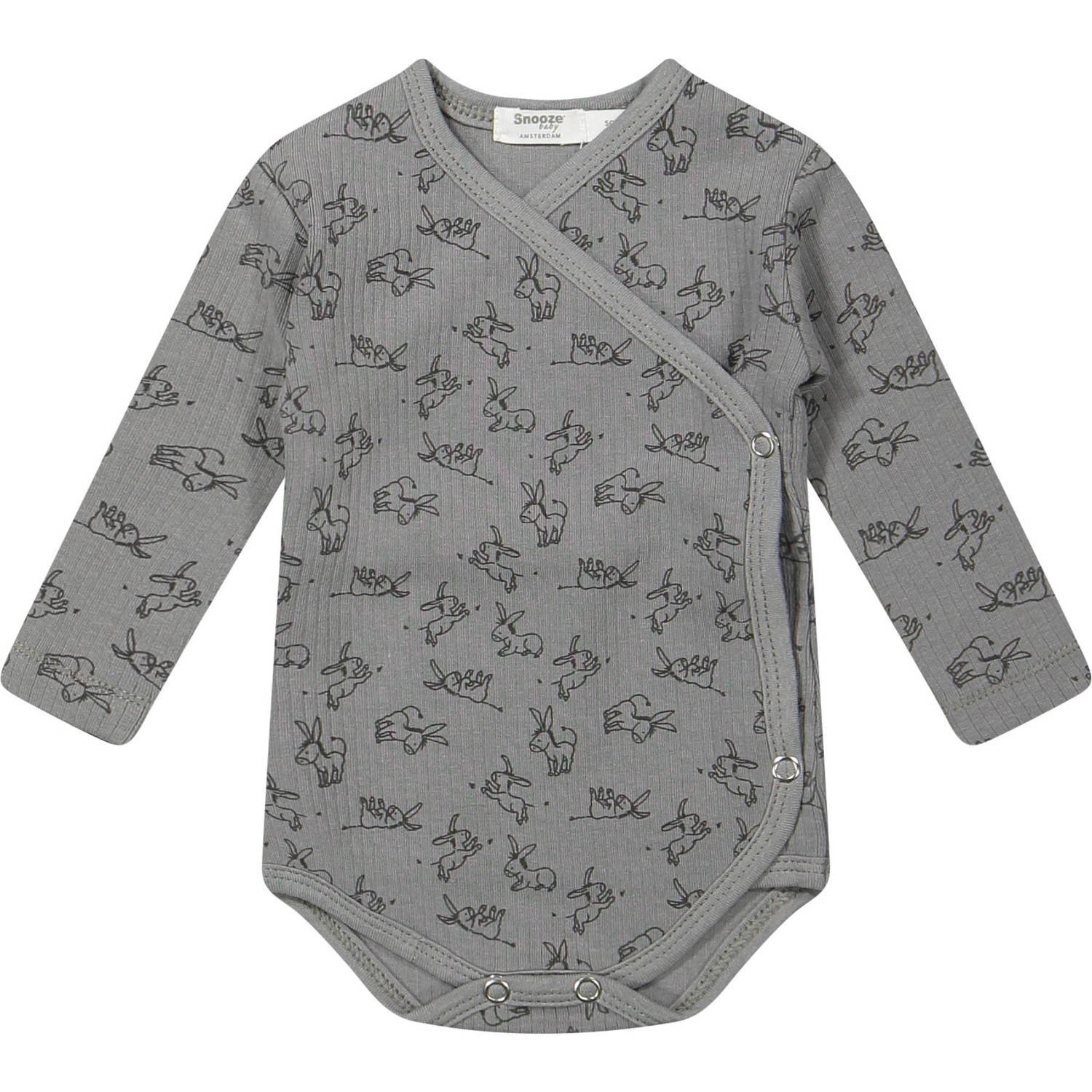 Snoozebaby overslagromper cloudy grey Grijs Biologisch katoen V-hals 62 68