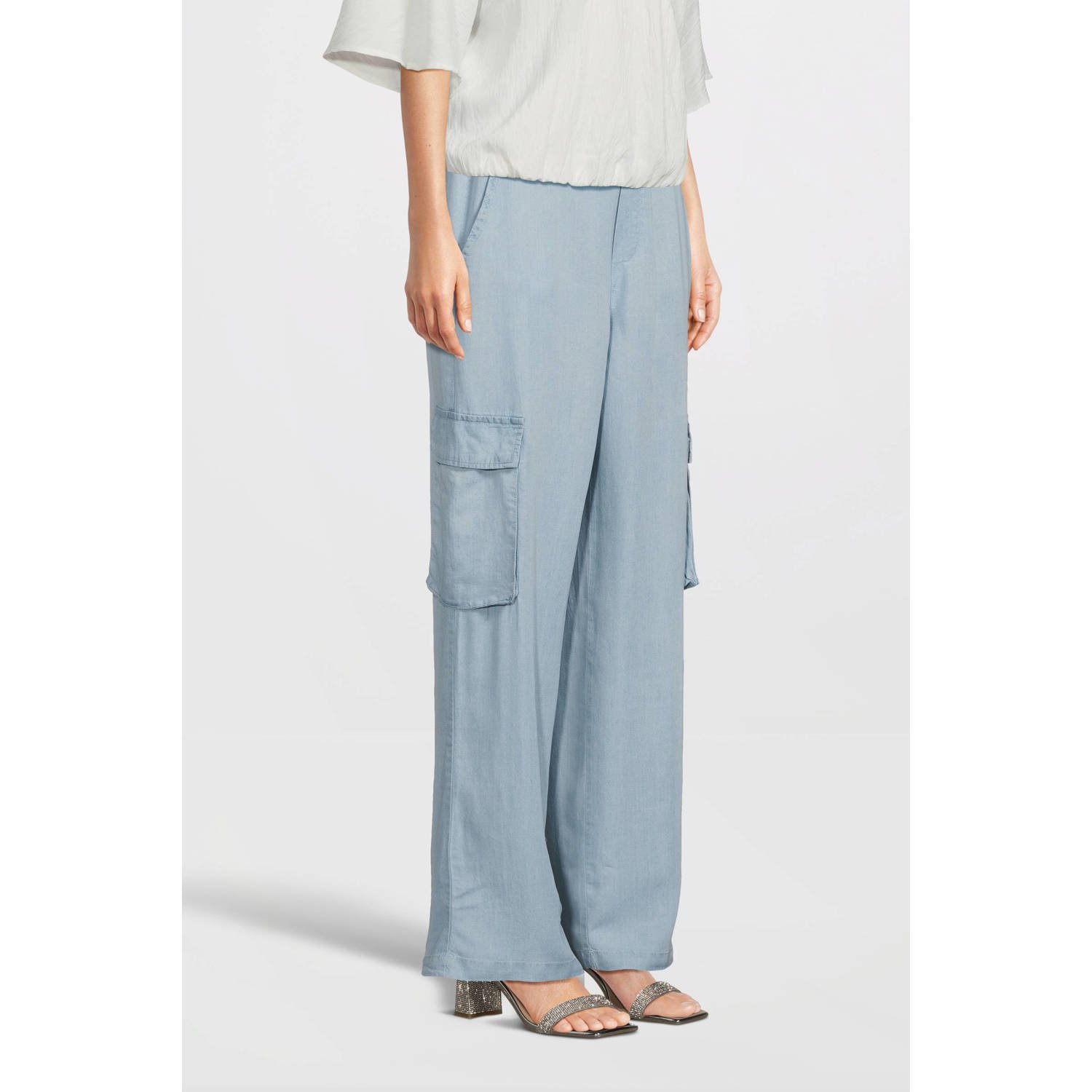 FREEQUENT straight fit broek lichtblauw