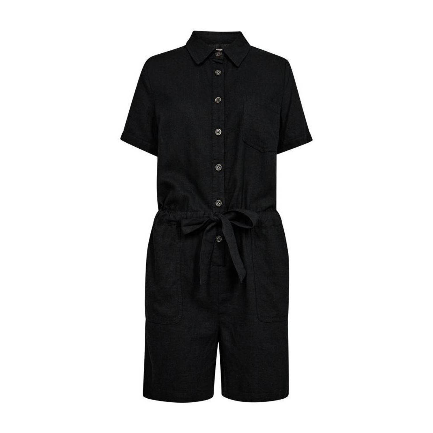 FREEQUENT jumpsuit met linnen zwart