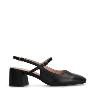 leren slingback pumps zwart