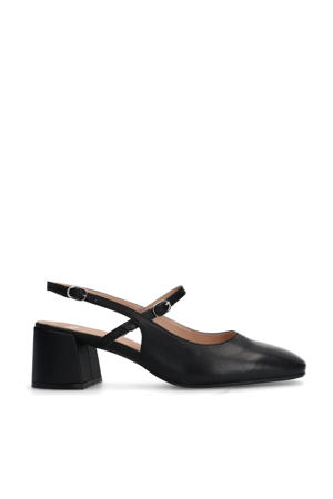 leren slingback pumps zwart