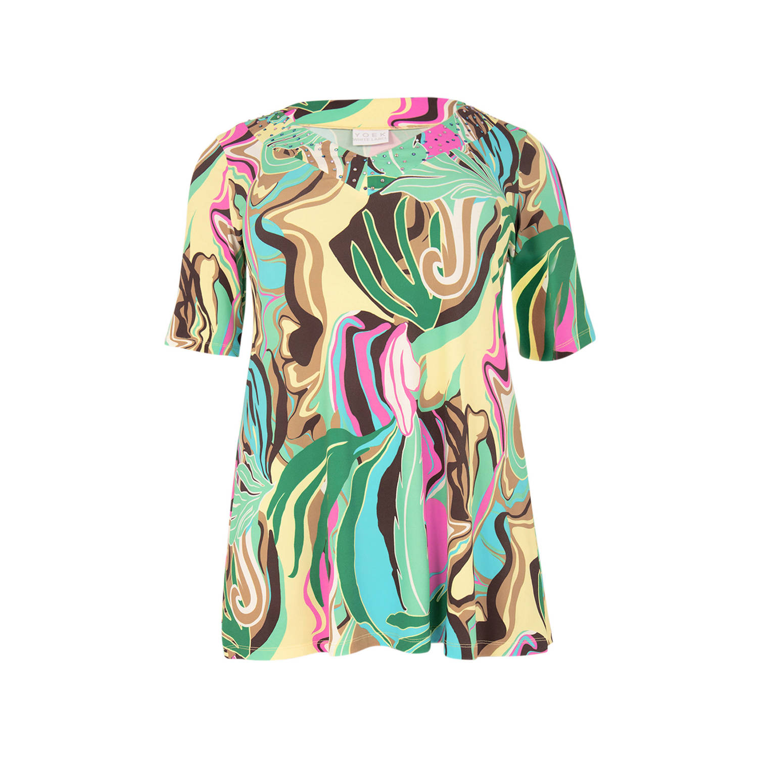 Yoek top met all over print multi