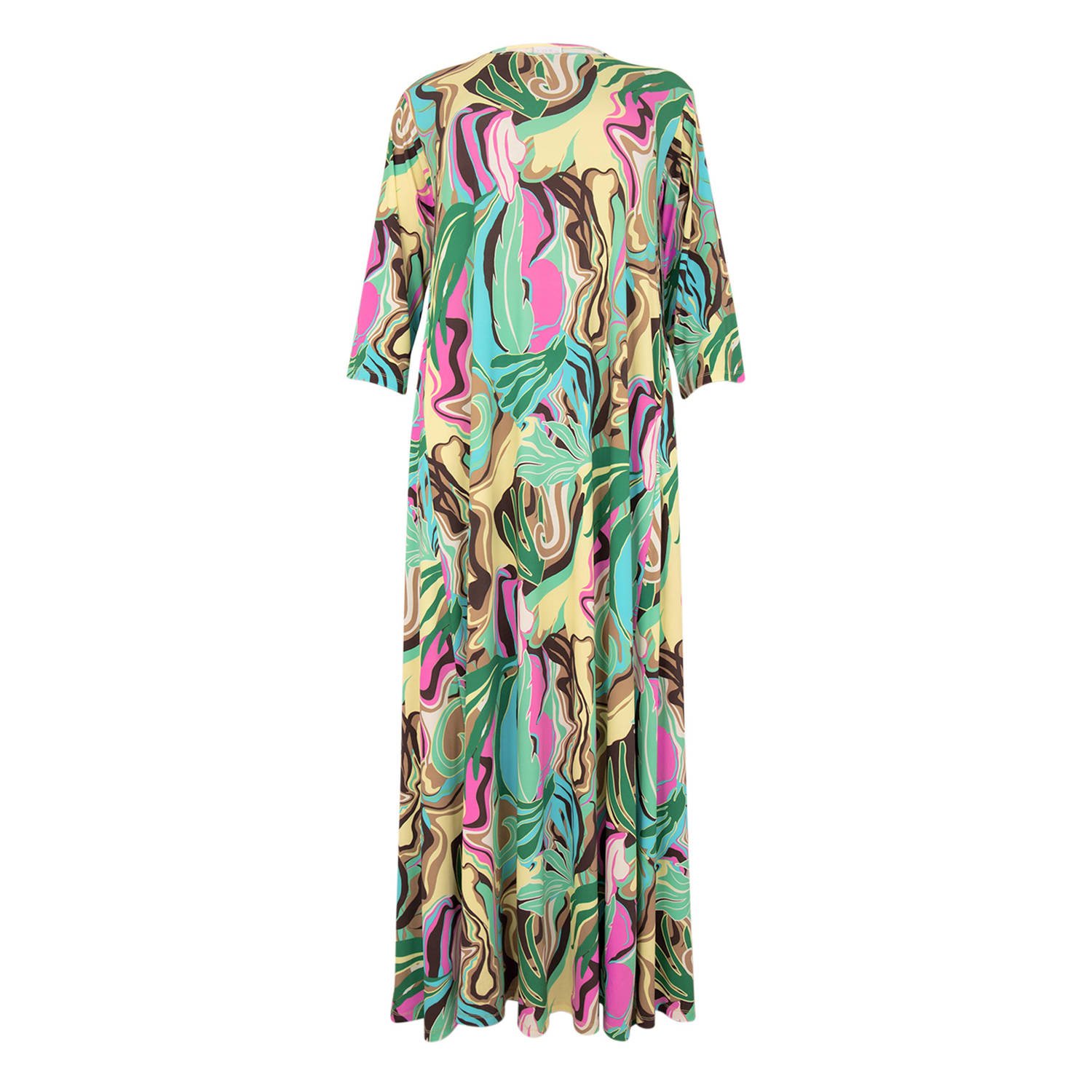 Yoek maxi jurk met all over print multi