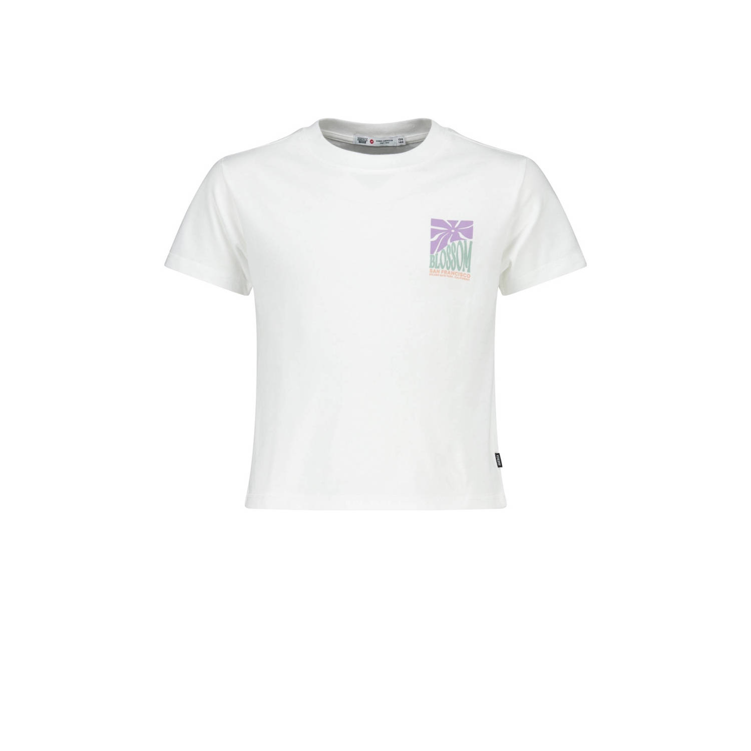 America Today T-shirt Elise met backprint wit lila groen Meisjes Katoen Ronde hals 122 128
