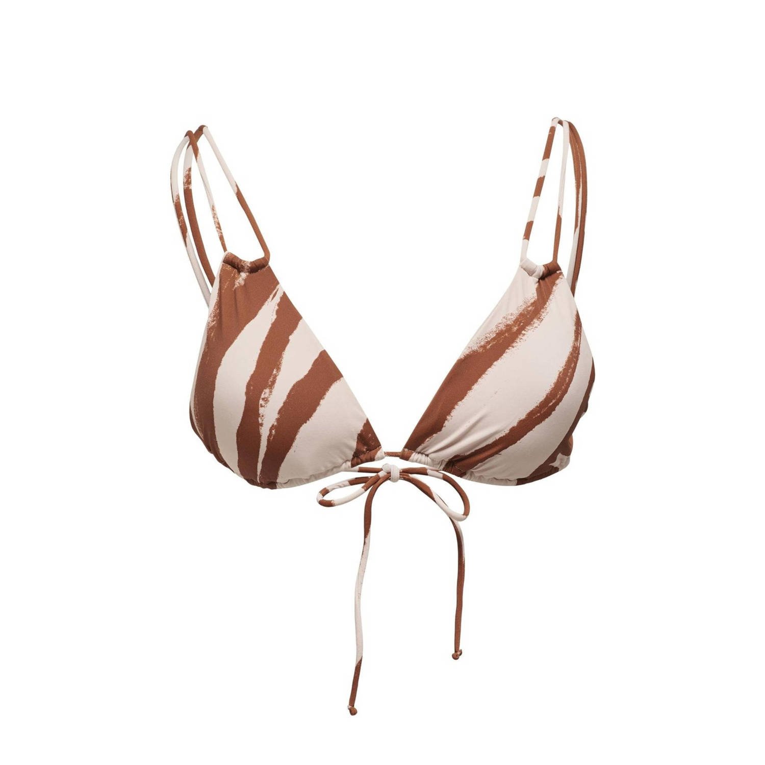 ONLY voorgevormde triangel bikinitop ONLBARI bruin wit