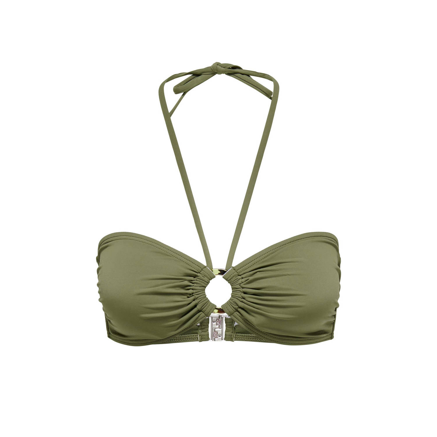 ONLY voorgevormde bandeau bikinitop ONLJULIETTE kakigroen