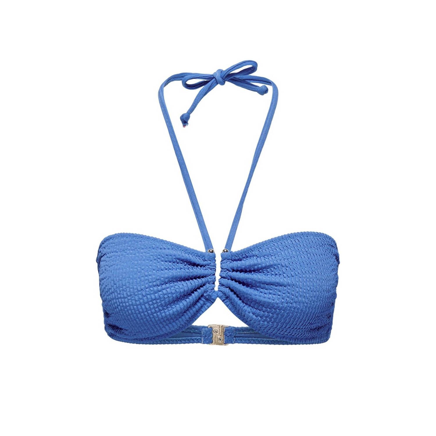 ONLY voorgevormde bandeau bikinitop ONLTROPEZ met textuur blauw