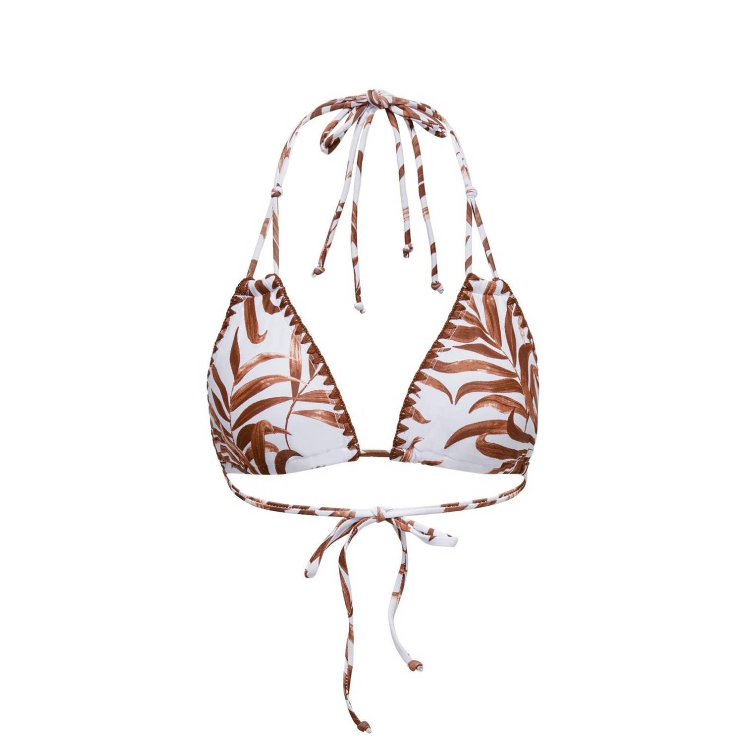 ONLY voorgevormde triangel bikinitop ONLTRICIA wit bruin