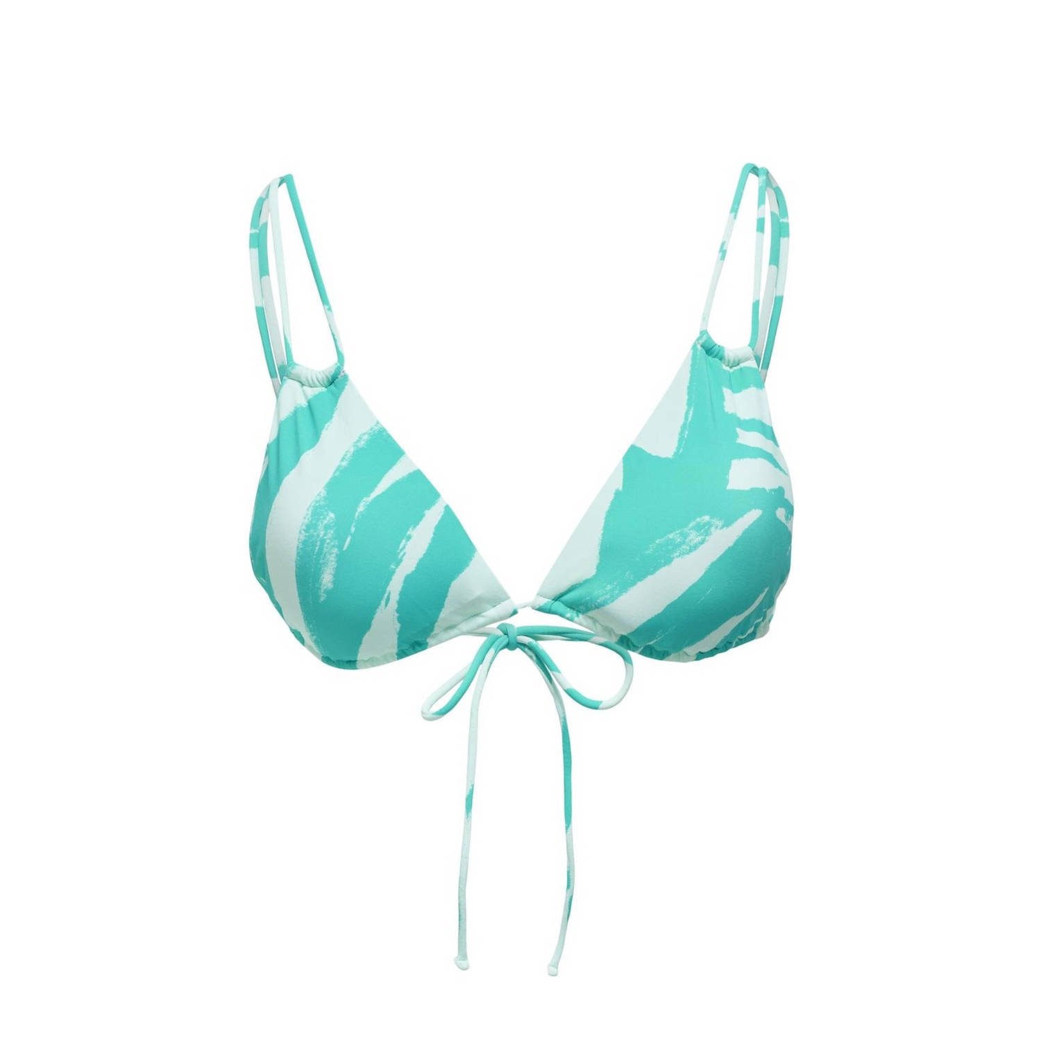 ONLY voorgevormde triangel bikinitop ONLBARI turquoise wit