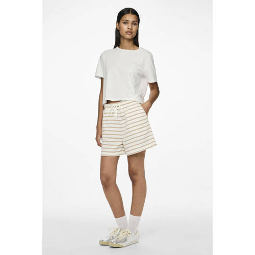 PIECES loungeshort PCCHILLI wit/bruin afbeelding