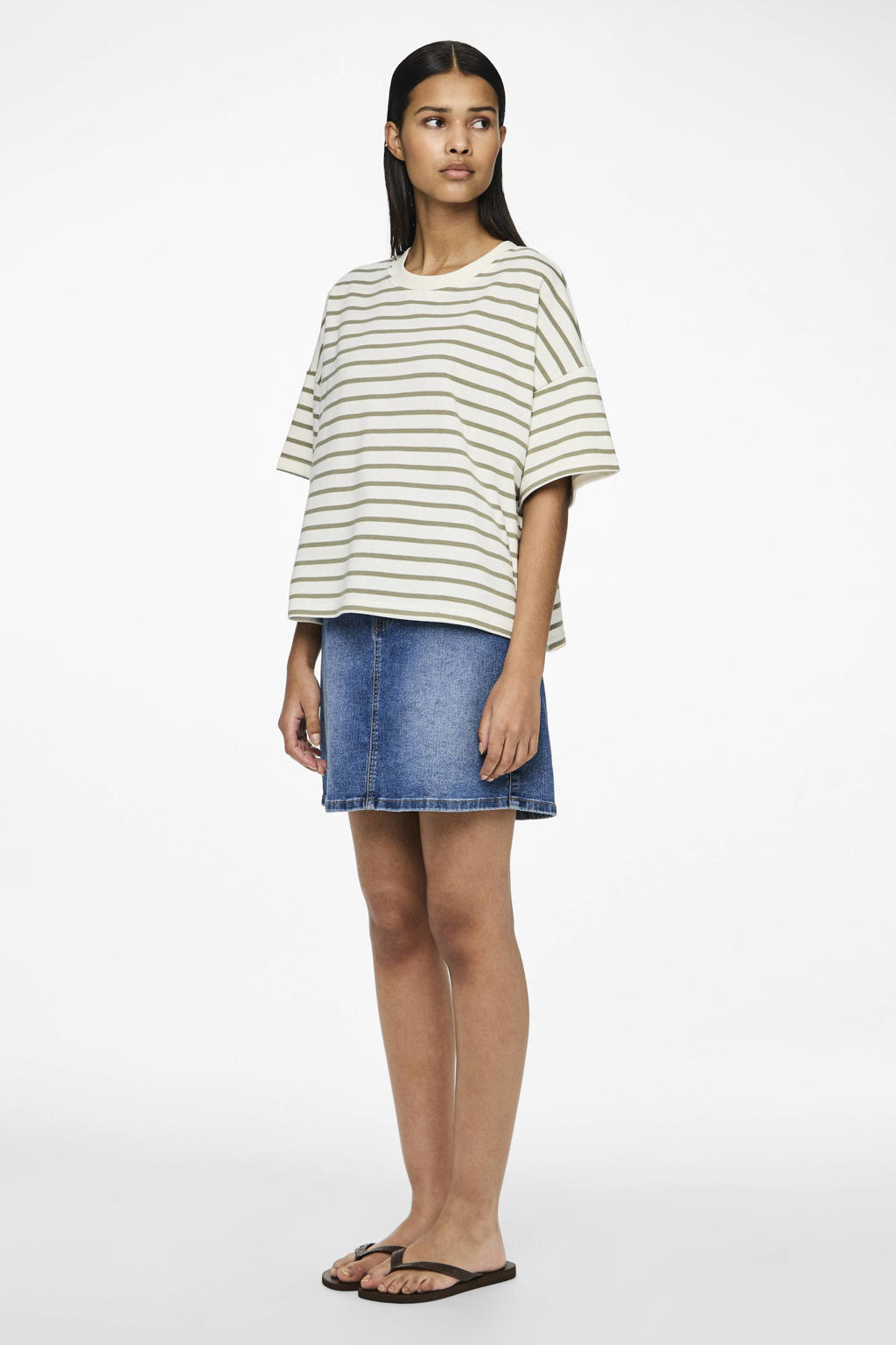 PIECES sweater PCCHILLI wit/bruin