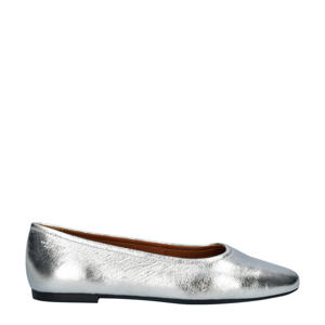 leren ballerina's zilver