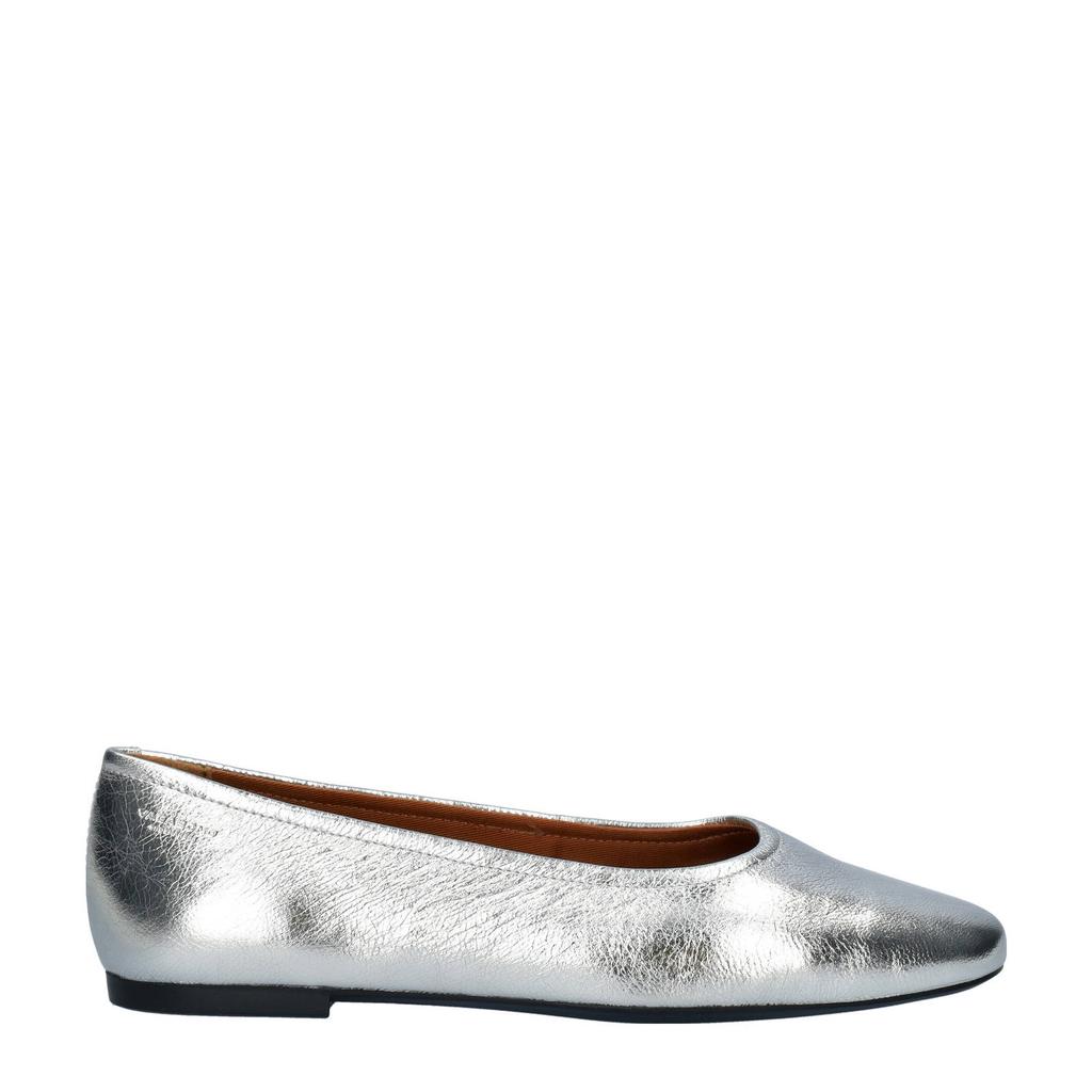 Zilverkleurige dames Vagabond leren ballerina's