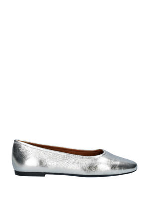 leren ballerina's zilver