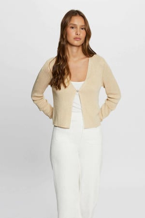 ribgebreid vest zand