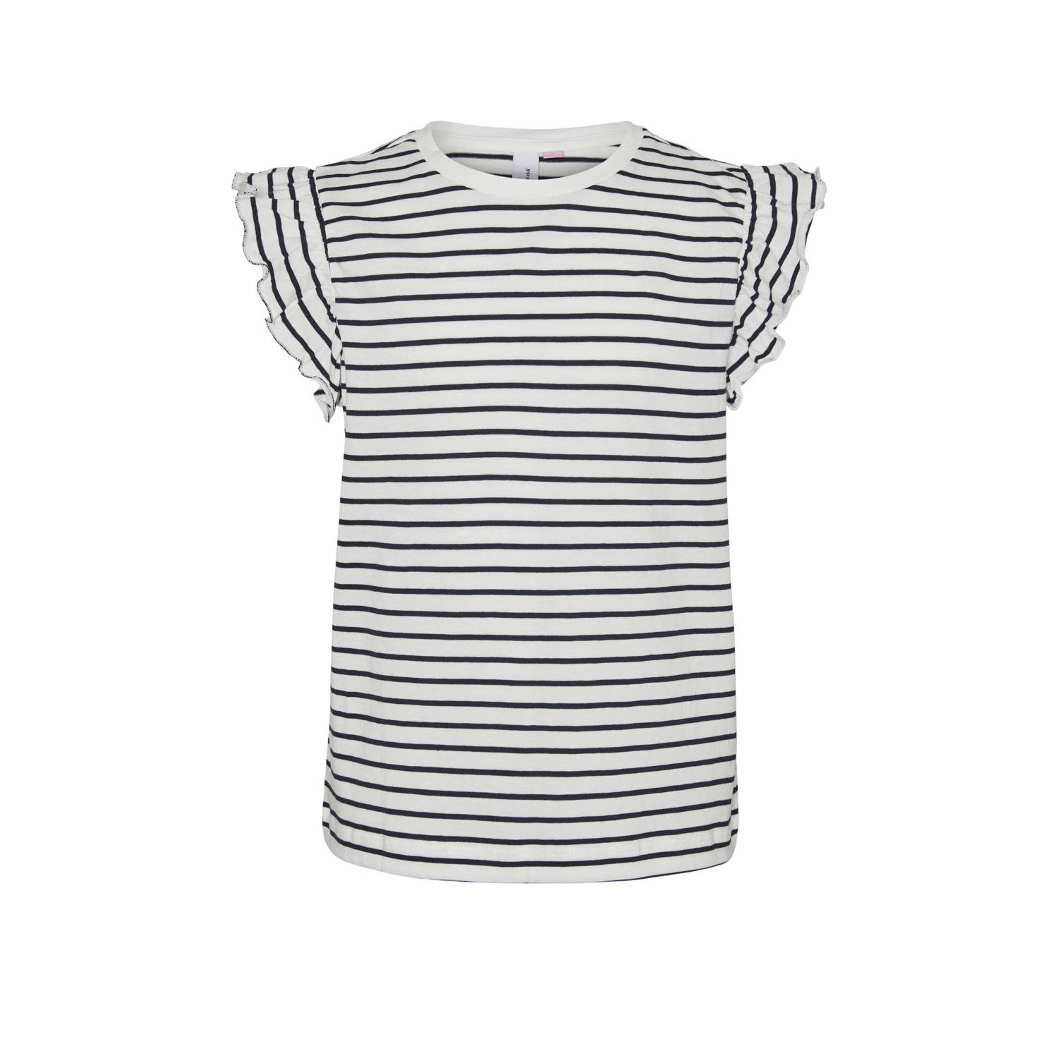 VERO MODA GIRL gestreept T-shirt VMLEILA FRANCIS donkerblauw wit Meisjes Katoen Ronde hals 134 140