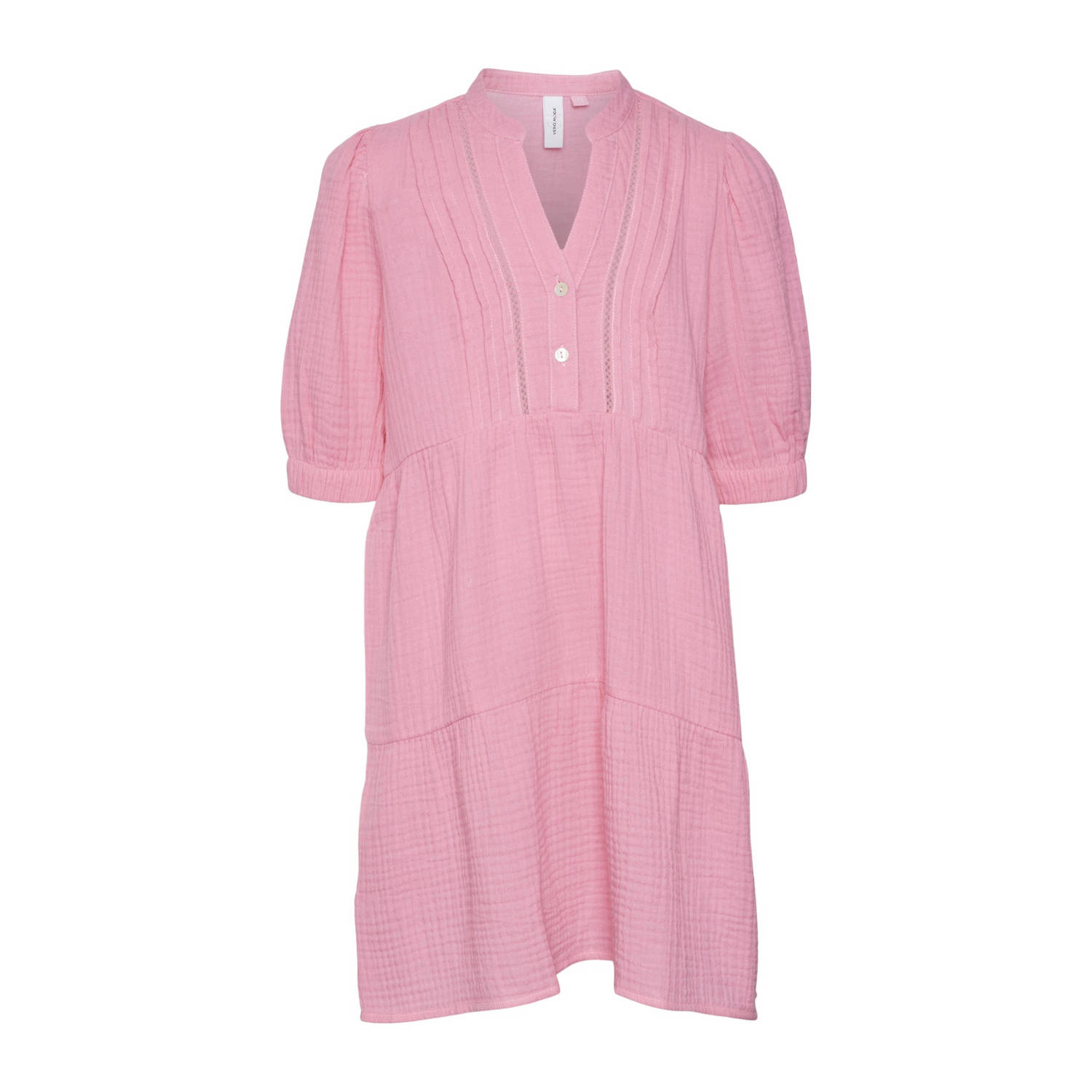 VERO MODA GIRL jurk VMNATALI zoetroze Meisjes Katoen V-hals Effen 122