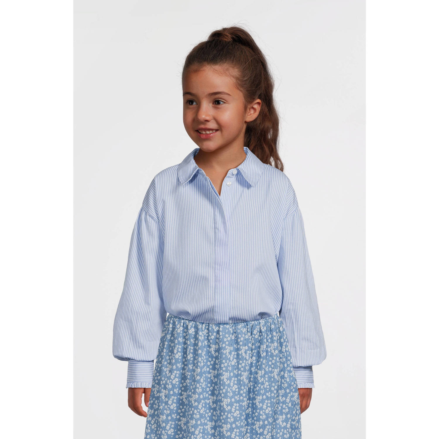 VERO MODA GIRL gestreepte blouse VMPINNY lichtblauw wit