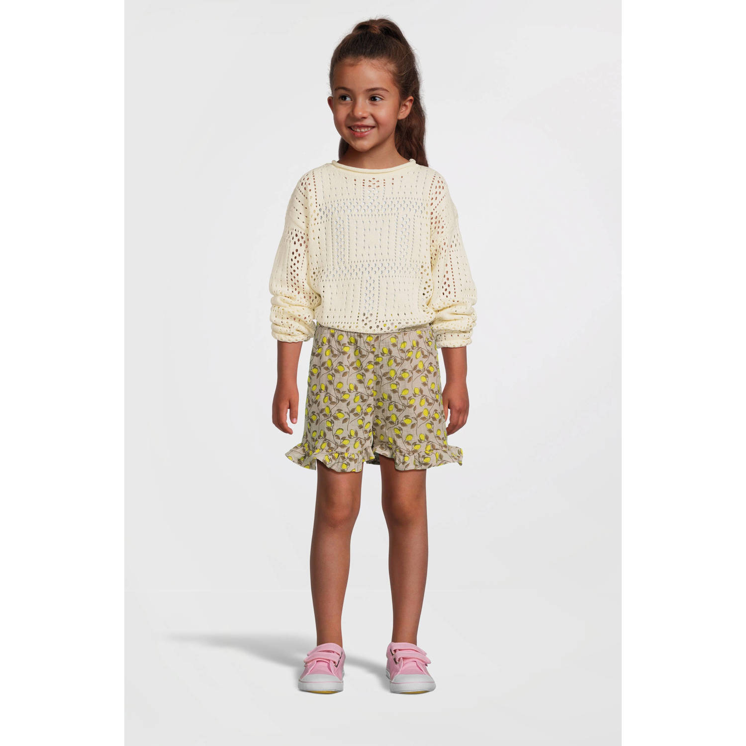 VERO MODA GIRL casual short VMNATALI met all over print geel wit bruin