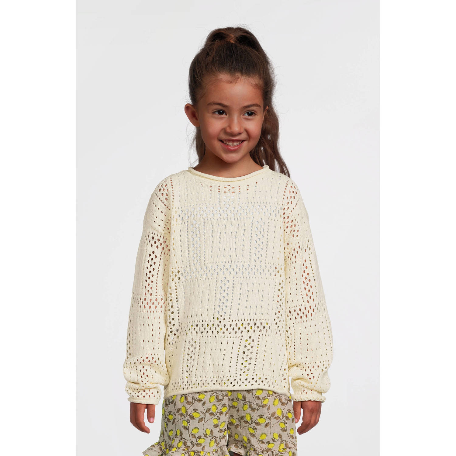 VERO MODA GIRL casual short VMNATALI met all over print geel wit bruin Korte broek Meisjes Sweat 122