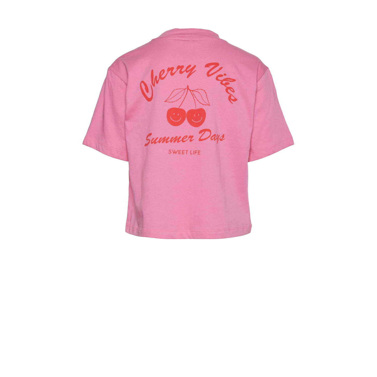 VERO MODA GIRL T-shirt VMCHERRY met backprint felroze