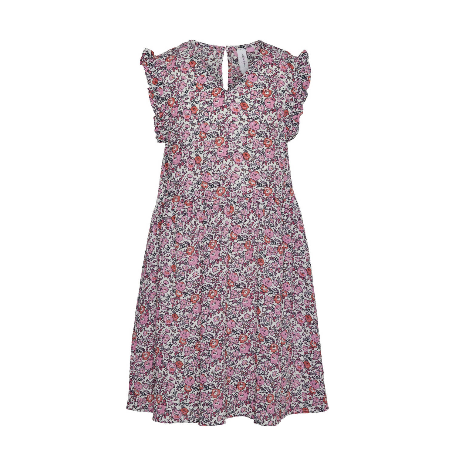 VERO MODA GIRL gebloemde jurk VMTARA roze oranje wit