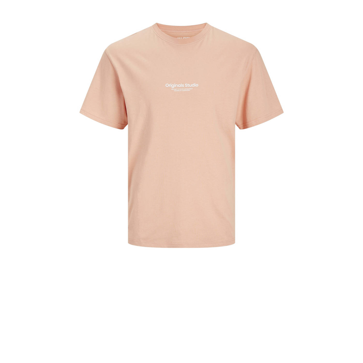 Jack & jones JUNIOR T-shirt KORVESTERBRO met tekst zalm Roze Jongens Katoen Ronde hals 128