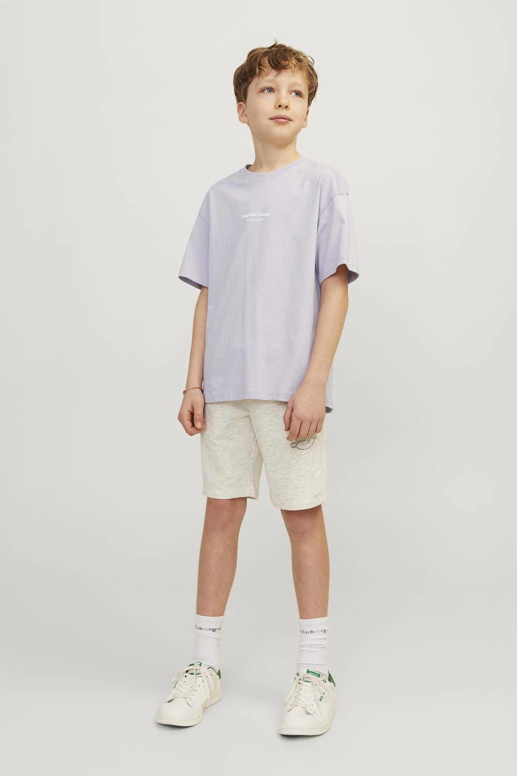 JACK & JONES JUNIOR T-shirt KORVESTERBRO met tekst lila
