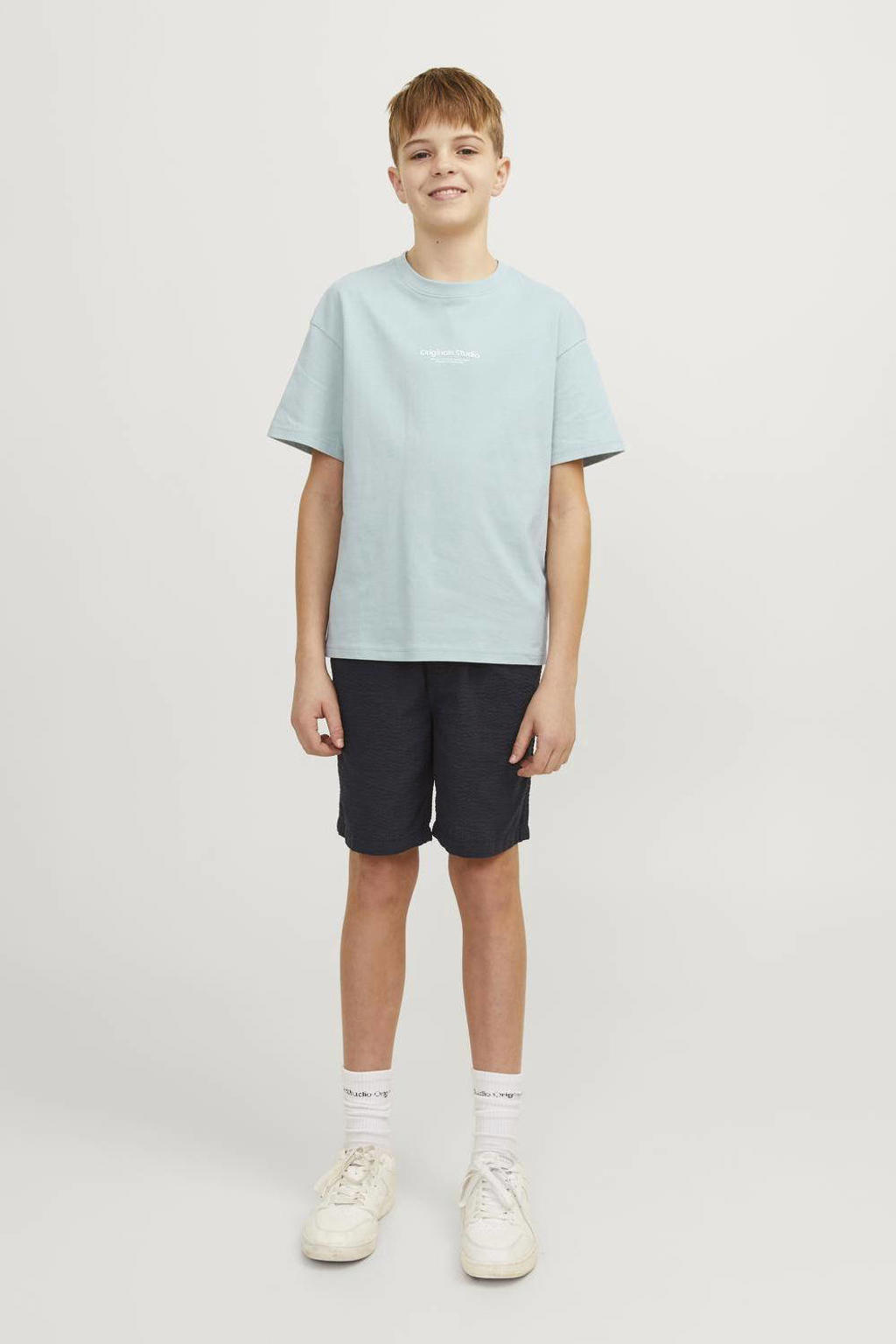 JACK & JONES JUNIOR T-shirt KORVESTERBRO met tekst lichtblauw